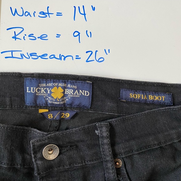 Lucky Brand Mid Rise Sofia Boot Cut (Re-Hemmed 26"Inseam) Black Denim Jeans.Sz8 - Picture 15 of 16